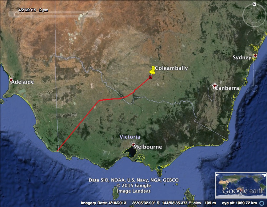 Robbie now on South Australian coast: 557 kms away